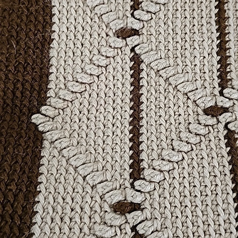 Hand Crocheted afgan. Brown and tan. Beautifully crafted. About 60
